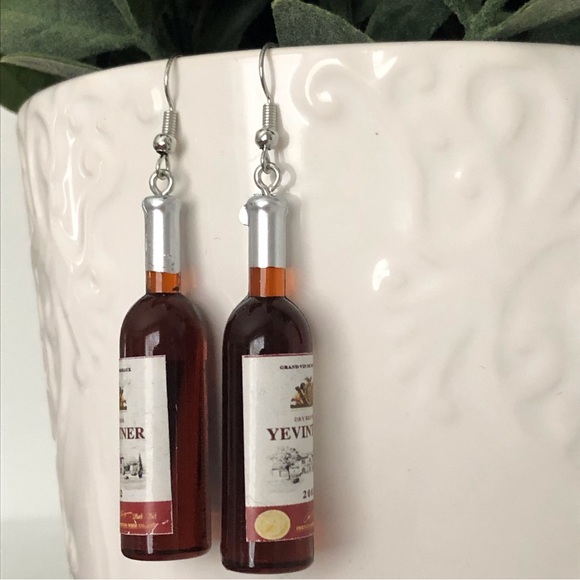 New Wine Bottle Champagne Oversized Dangling Mini Food Earrings Fun Party Gift - Picture 4 of 5